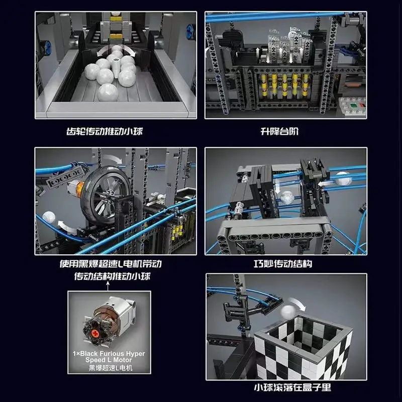Mould king 26002 High-tech Great Ball Contraption Marble Run MOC With Motor Building Block Model Technics Kids Gifts