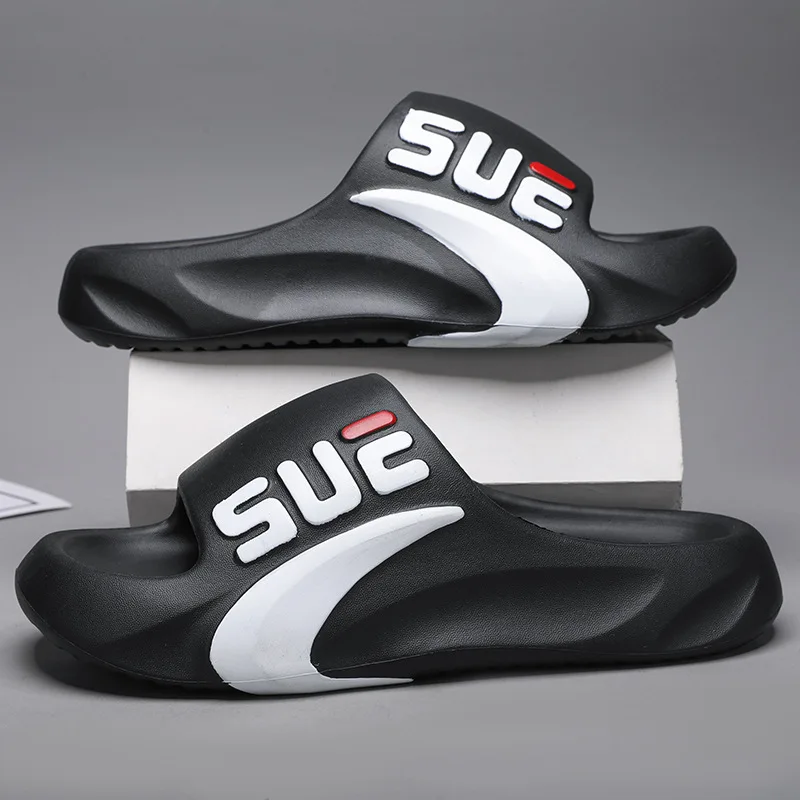 2024 Open Toe Thick Soled Printed bathroom cushioning casual EVA poop feeling Sports slides men logo fashion