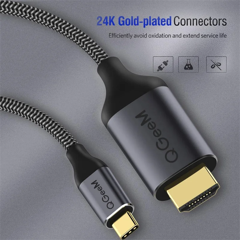  Кабель-переходник с USB C на HDMI Кабель-адаптер QGeeM Type плетеный 4K @ 60 Гц 3