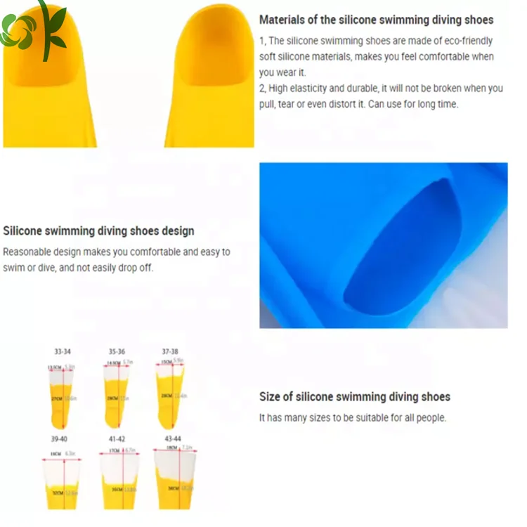 OKSILICONE Customized Swimming Diving Silicone Water Shoes Boots Fins Underwater Shoes With Durable Non-slip Soft Swimming Fins