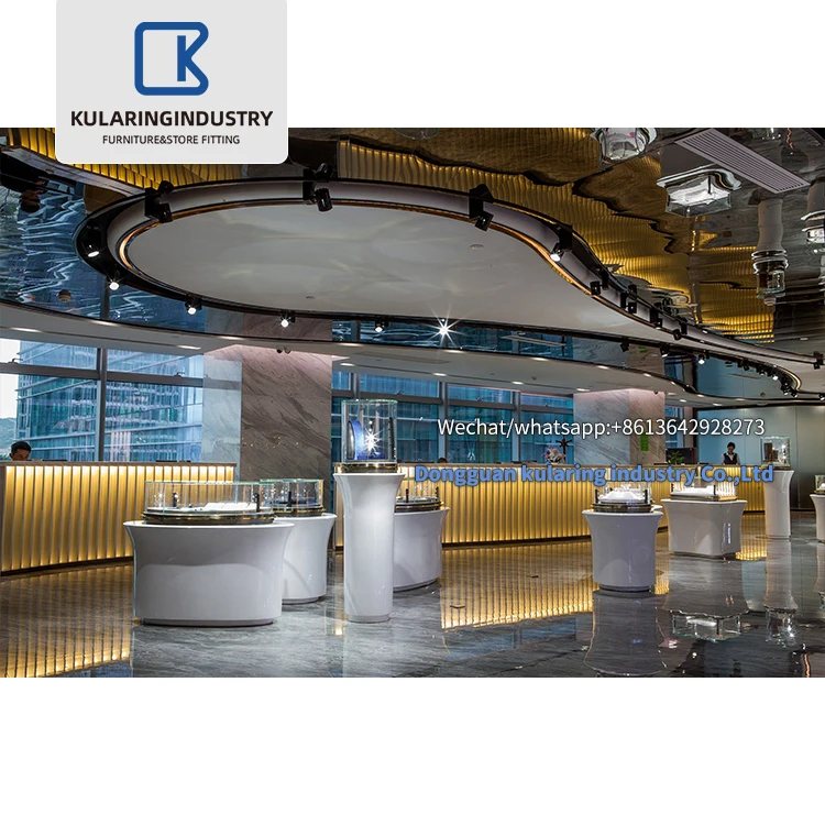 Fancy design jewelry display counter cases, mall kiosk for jewelry shop furniture display showcase and cabinet