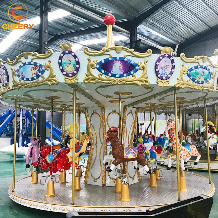 Fun fairground rides theme park luxury electric merry-go-round round carousel carnival ride for sale
