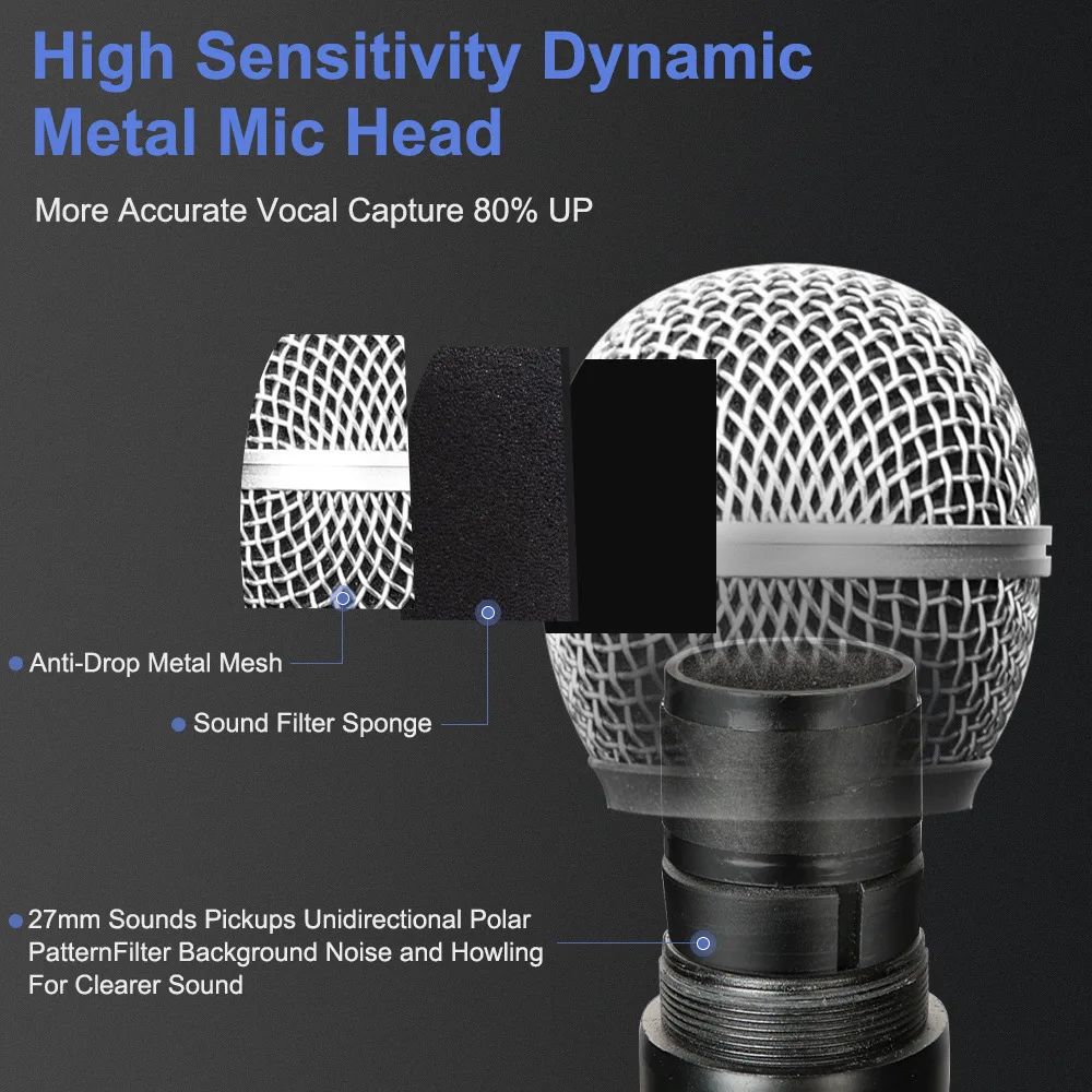 New WN58 VHF Rechargeable Dynamic Vlog Custom Wireless Professional Hand Held Wireless Microphone for Karaoke