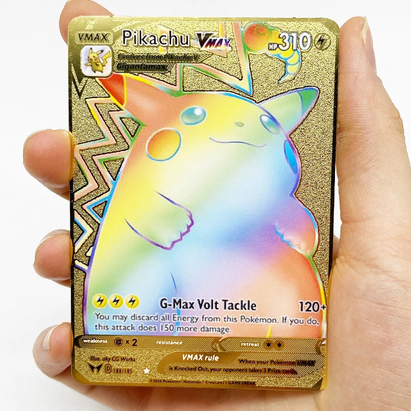  Радуга Charizard Pikachu Vmax 330 GX золотые металлические карты покемона новые для