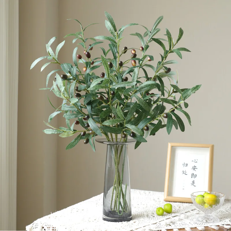 New Plastic Wedding Home Decor Home Decoration Simulation Olive Leaf Branch Strip Green Plant Simulation Olive Branch Olive Tree