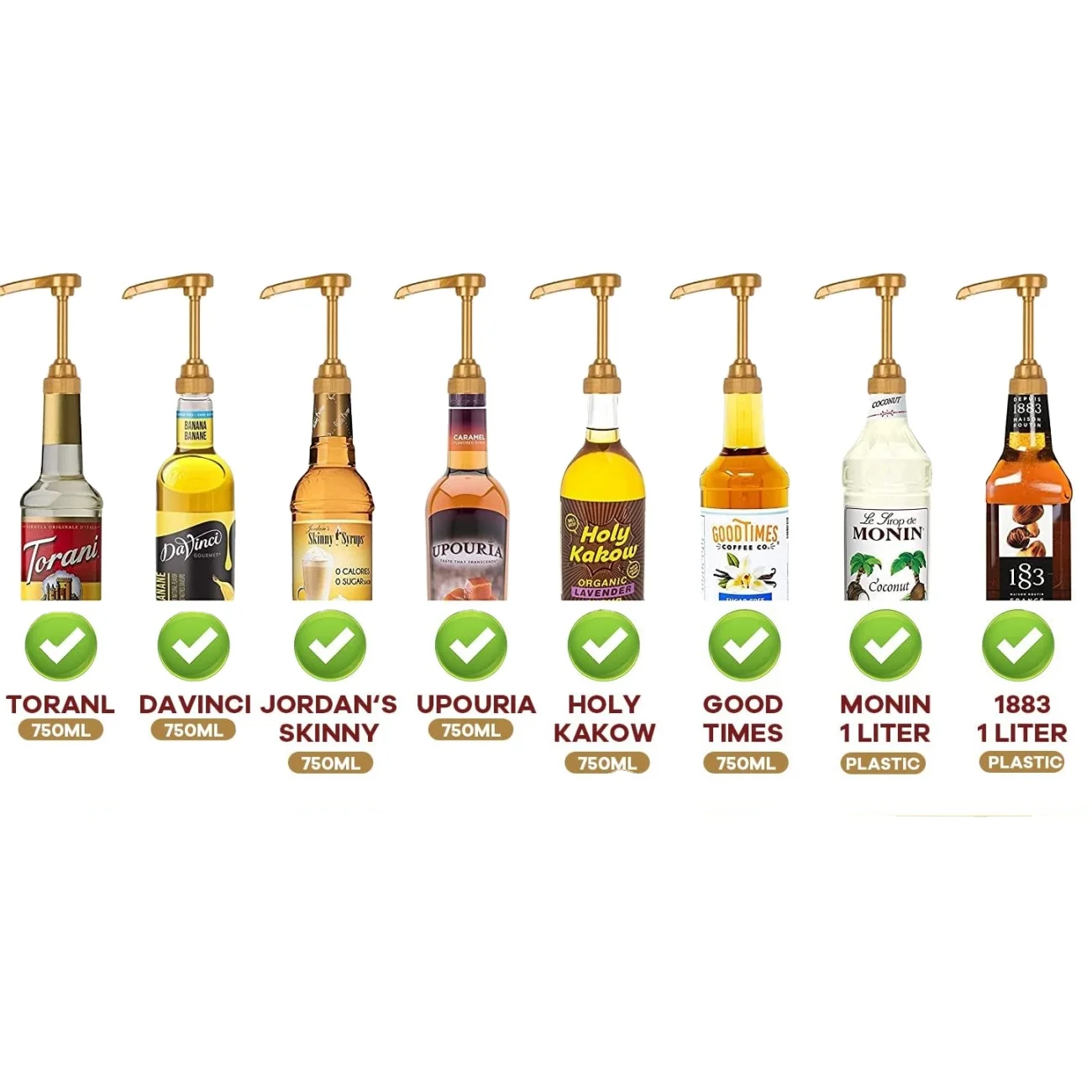 Torani Monin Upouria Holy Kakow Good Times 1883 Skinny 8cc Pumps For Syrup Syrup 28 400 Syrup Pump 8cc Dispenser 750ml 1liter 1L