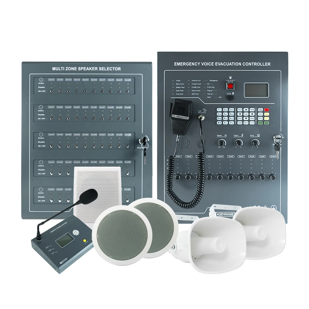 10 zones of fire detection input Voice Evacuation Panel with 24V battery power supply  Continuous Operation