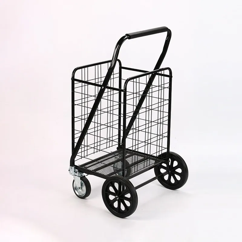Heavy Duty Rolling Grocery Shopping Cart Utility Foldable Jumbo Luggage Trolley Cart for Luggage Carrying with Strong Wheels