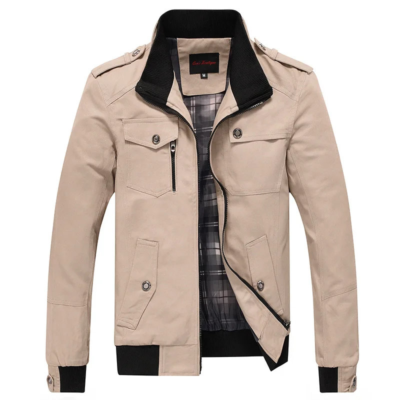 Men Jacket Coats Fashion Trench Coat New Autumn Casual Slim Fit Overcoat Black Bomber Jacket Male