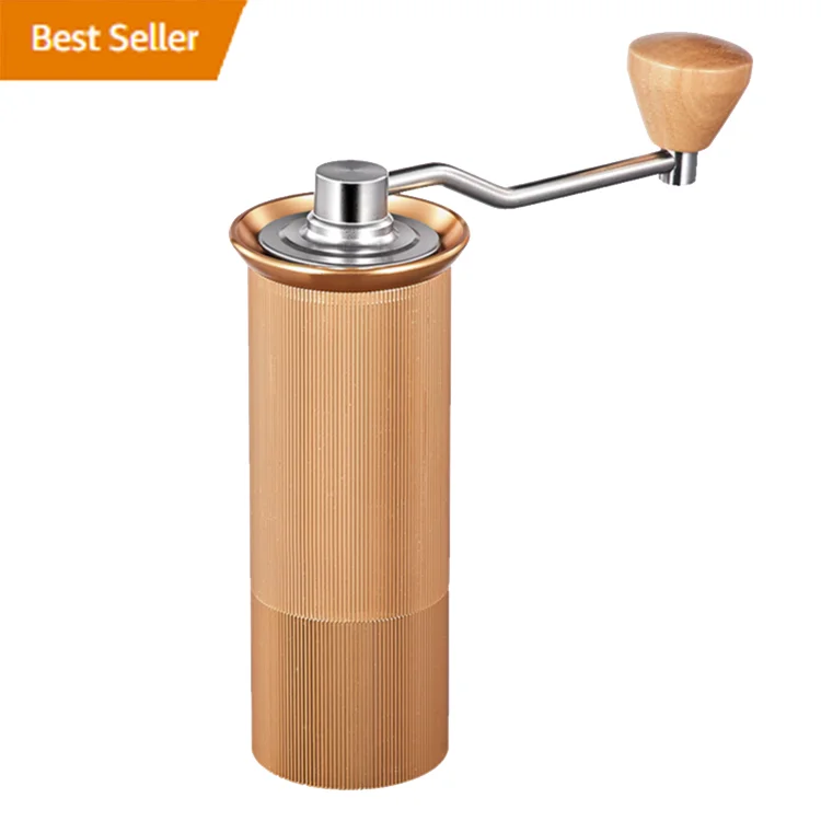 Yoshan Custom OEM Factory New Wood Grain Aluminum Alloy Wooden Manual Coffee Grinder