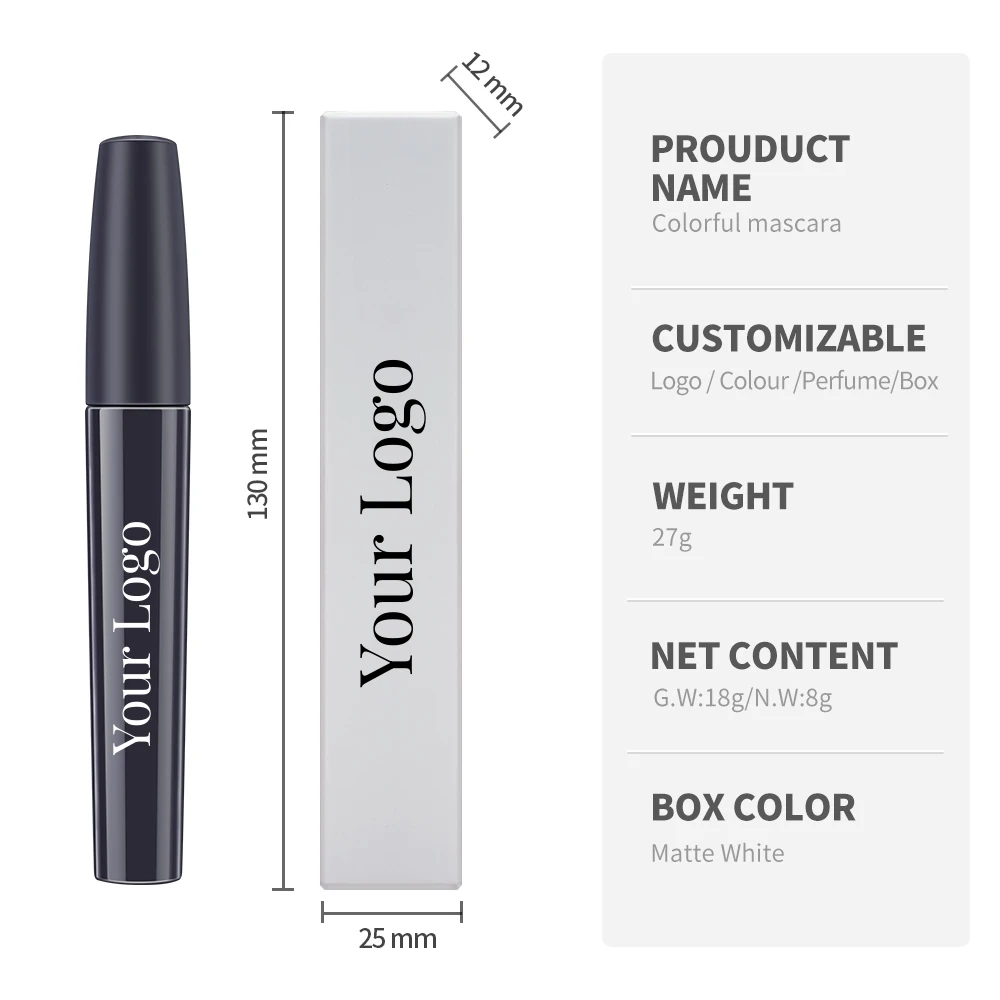 Private Label 6 Colors Long Lasting Waterproof Lash Enhance Effect Curling Lengthening Mascara