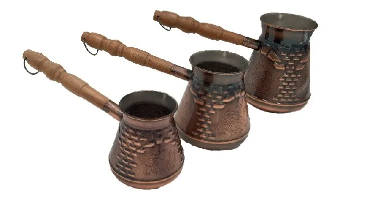 Stainless Steel Moroccan-Style Turkish Coffee Pot Set with Gold Copper Milk Warmer Handle for Tea-Premium Metal Material