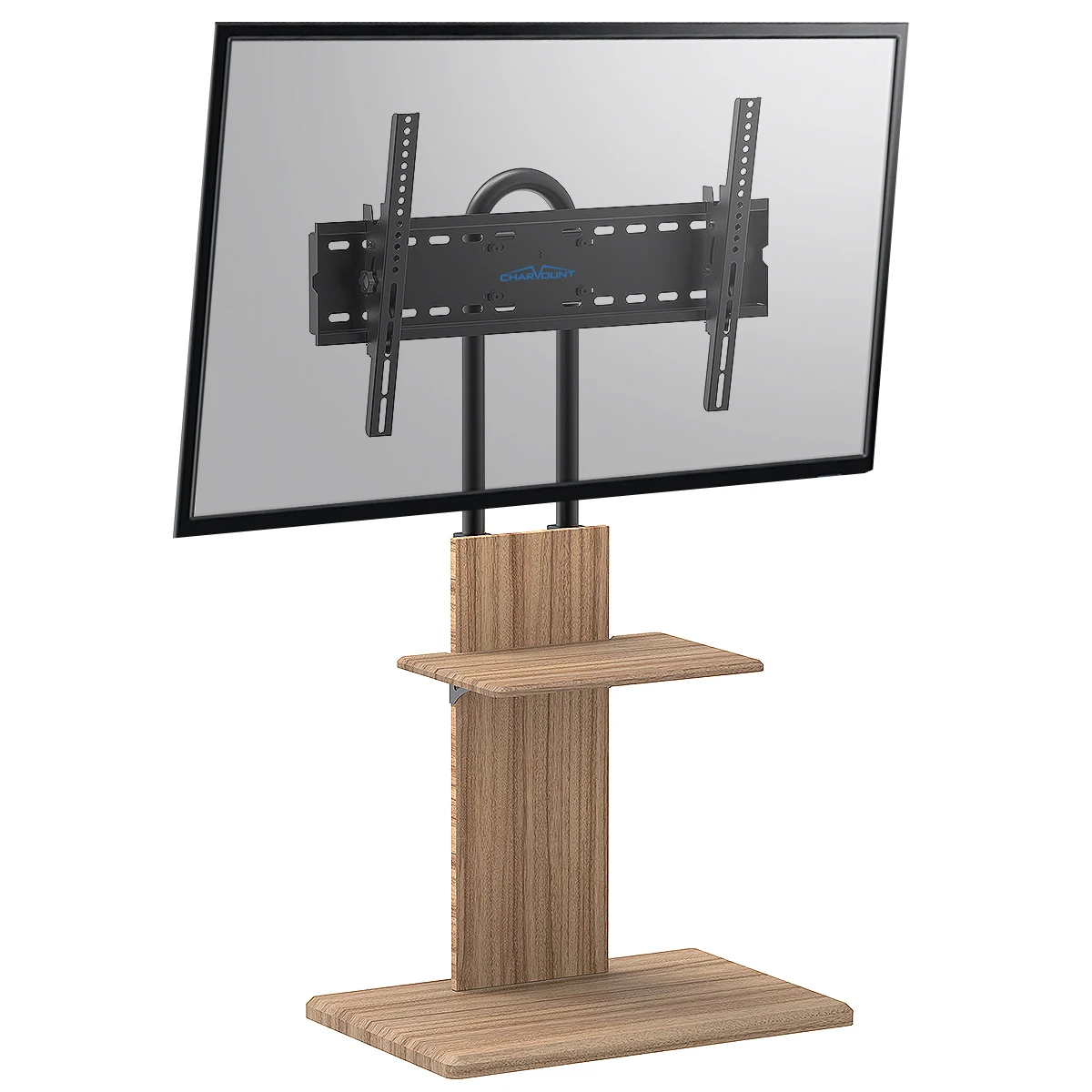 Wholesale Universal Swivel Tilt TV Stand with Wooden Base Height Adjustable Table Top TV Stand Mount Max VESA 400x400mm