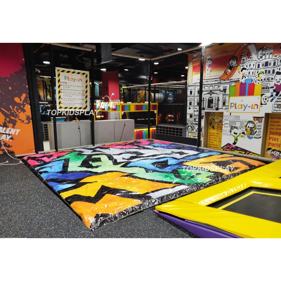 Design Rectangular Fitness Bed Jumping Bungee Trampoline Good Elasticity Professional New Park Indoor Custom Unisex Indoor Play