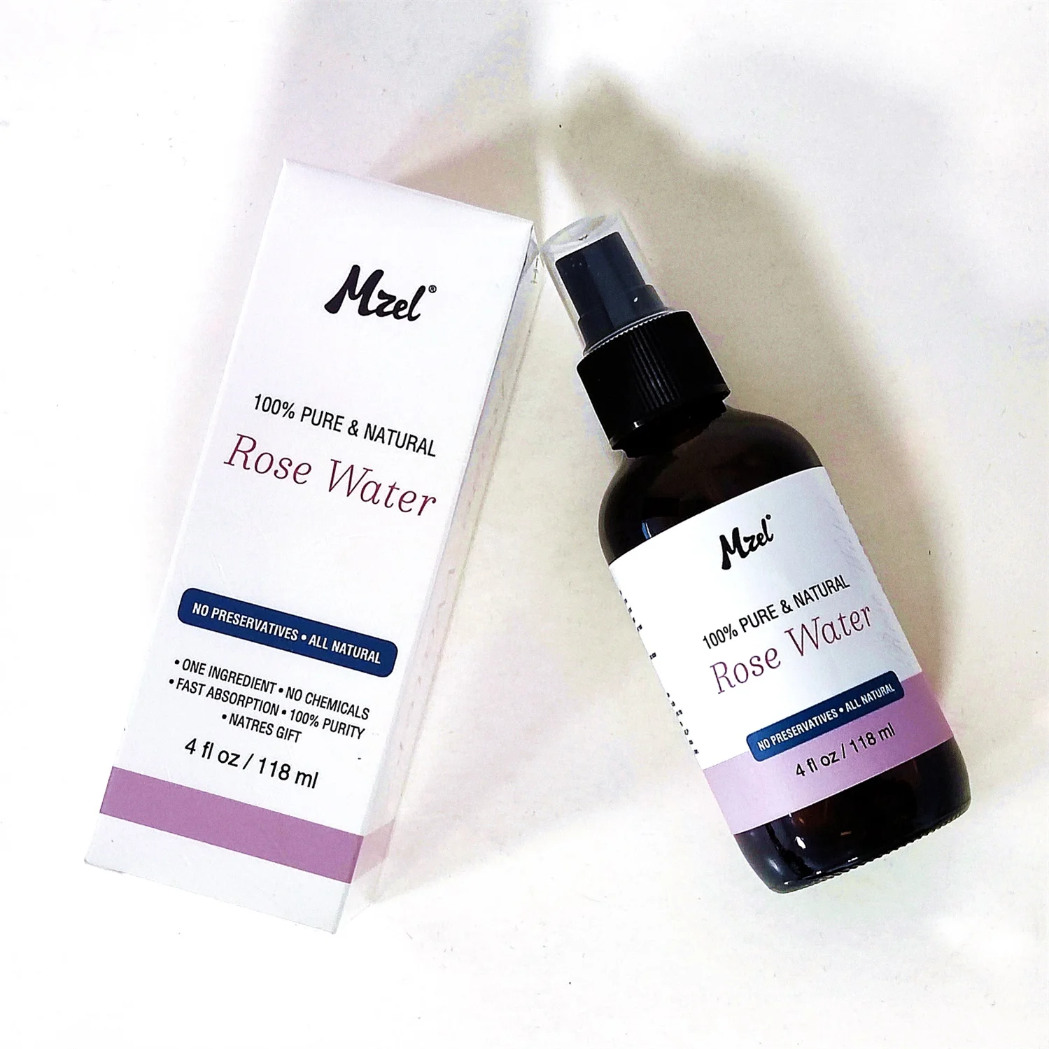 Mzel Organic Pure Rose Water Facial Toner - Sourced Skin Toner - Triple Purified Moroccan Rosewater