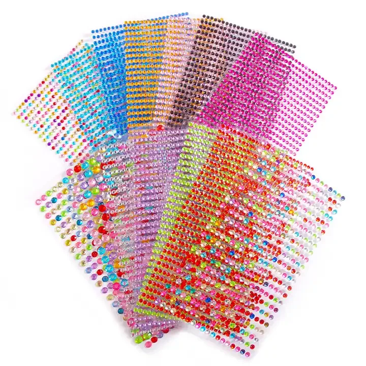 Hisenlee 4MM Resin Rhinestone Self Adhesive Stickers For DIY Mobile Phone Decoration Car Decor Decal Styling Accessories 437pcs