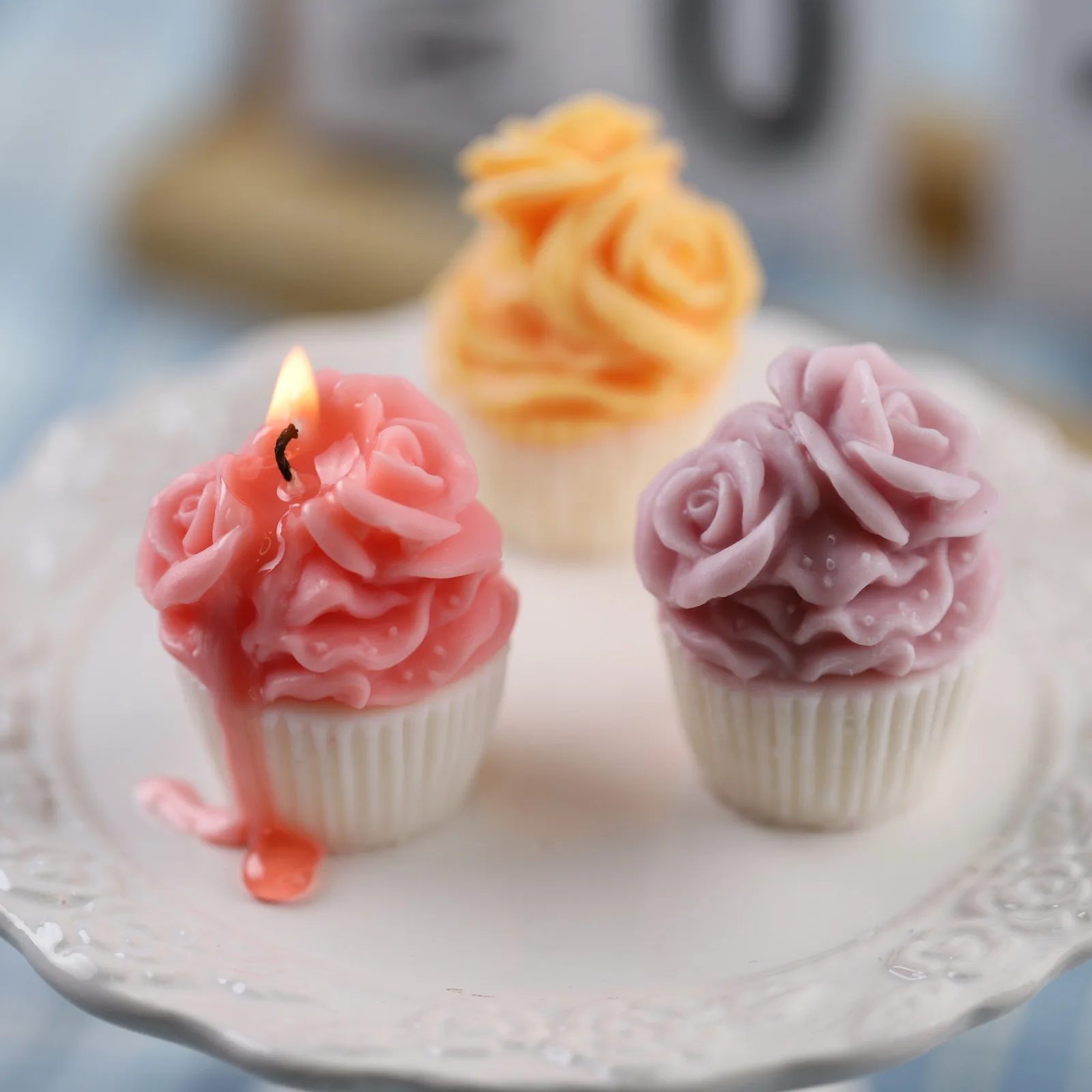 T3012 3D mini cupcake molds Cream flowers baked desserts DIY scented candle silicone molds
