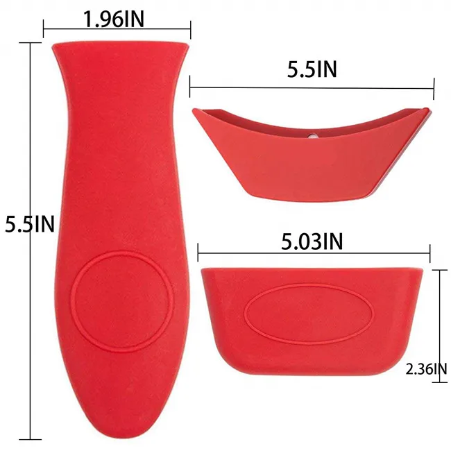 
3PCS Silicone Pot Handle Cover Set for Cast Iron Skillets Pans Frying Pans & Griddles Metal and Aluminum Cookware Handles 