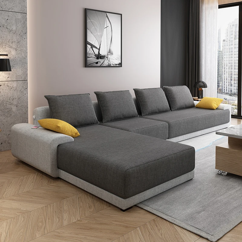 Nordic L Shape Sofa Apartment Simple 3 Seater Sofa Bed Light Luxury Furniture Combination Relaxing Sofa Set Living Room Modern