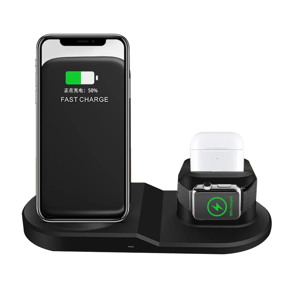 Qi Wireless Charger Fast Charging Dock Stand Universal Watch Mobile Phone Earphone 3 In 1 Desktop for all products Compatible