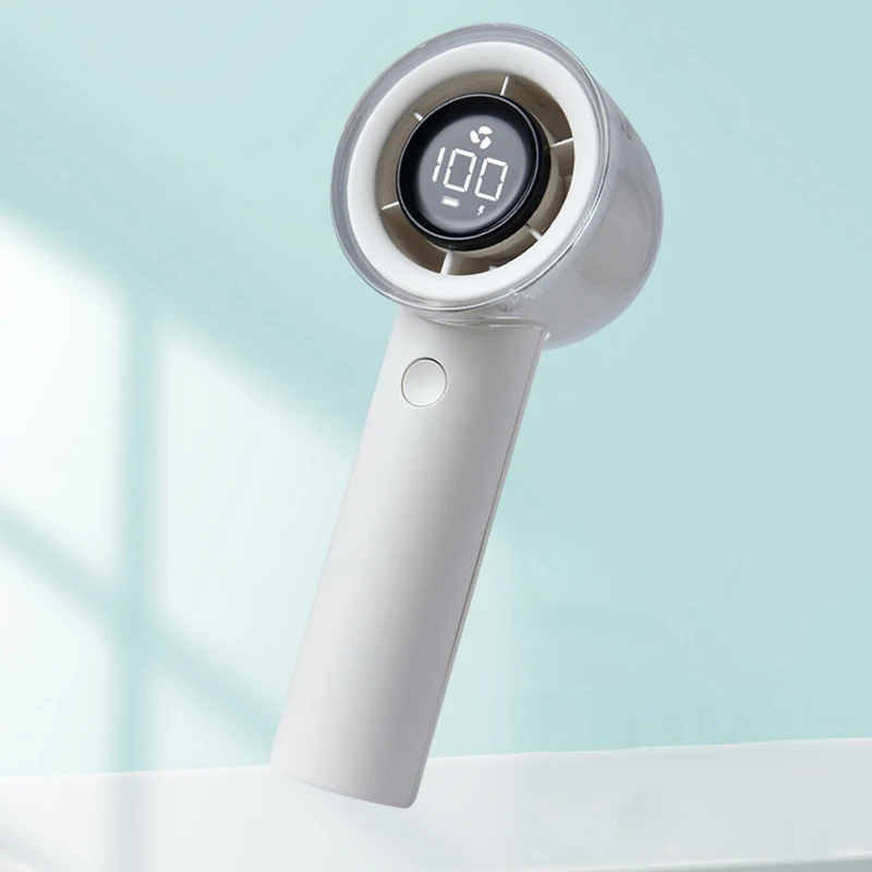 2024 New Product Digital Display Turbo High Speed Fan Mini Electric Desktop Rechargeable Hand Held Mini Fan
