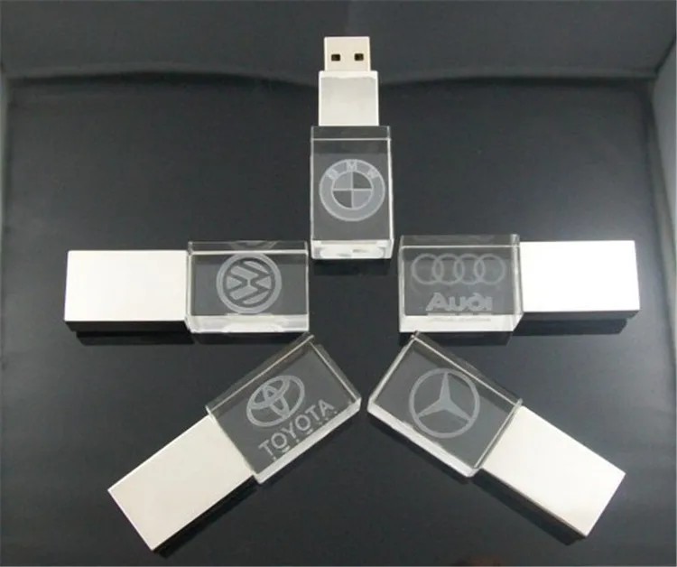Memory Stick Printing Logo Pendrive Metal Crystal Led Usb Flash Drive Flash Disks 32Gb Thumb Drive Wholesale Usb Keys 128Gb