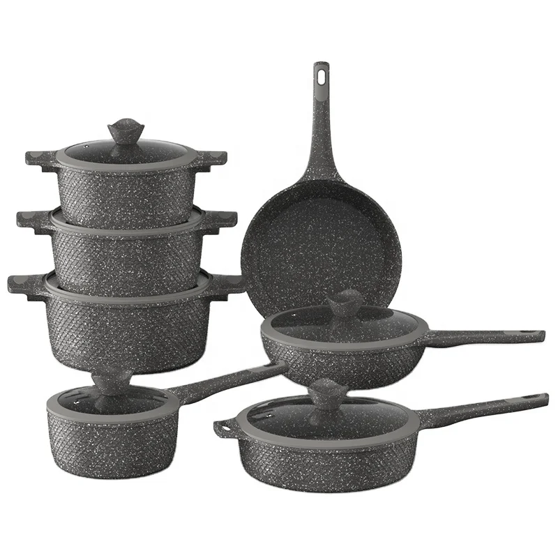 New Arrival  Marble  Non Stick Coating Cookware Set Die Casting Aluminum Pots And Pans Set