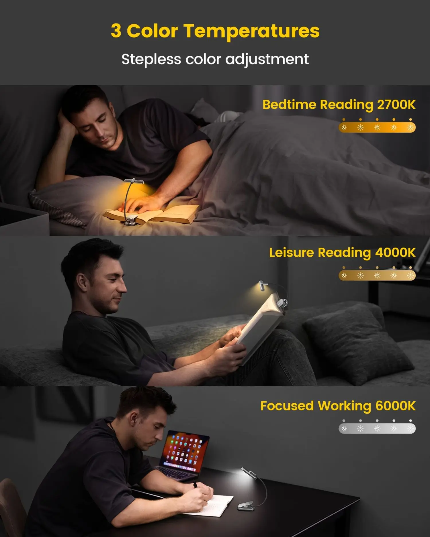 Glocusent New Rotatable Light Head Portable Mini Usb Rechargeable Flexible Led Clip On Book Light For Reading In Bed