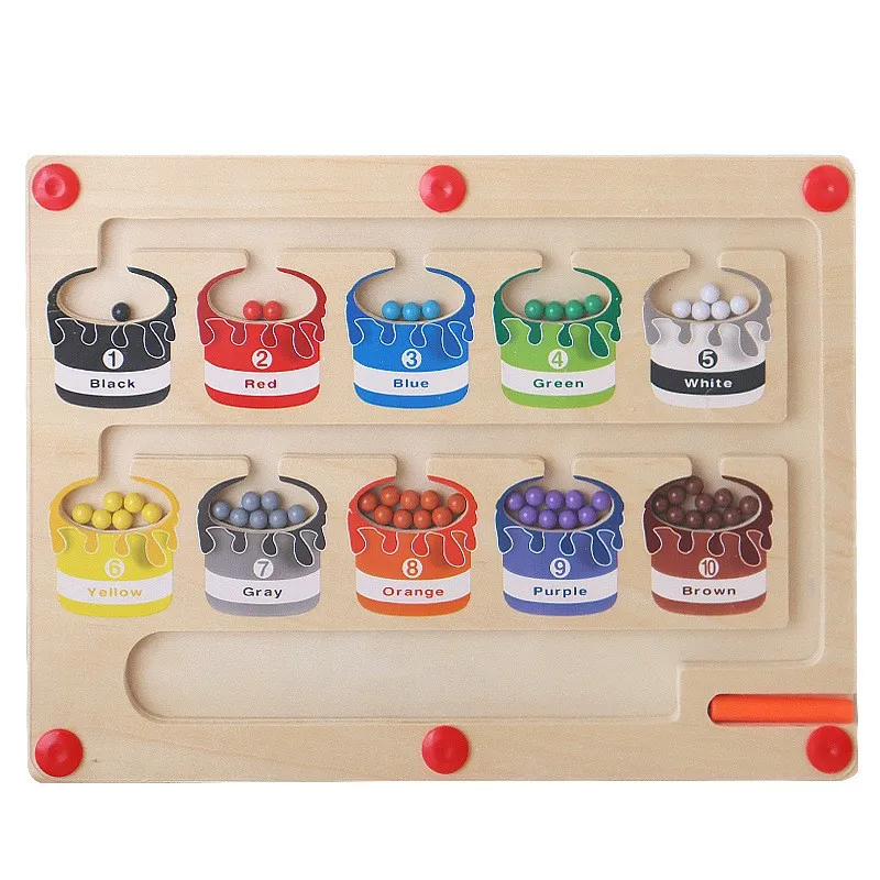 Montessori color matching maze game Children toy pen control magnetic maze game Kids color classification toy