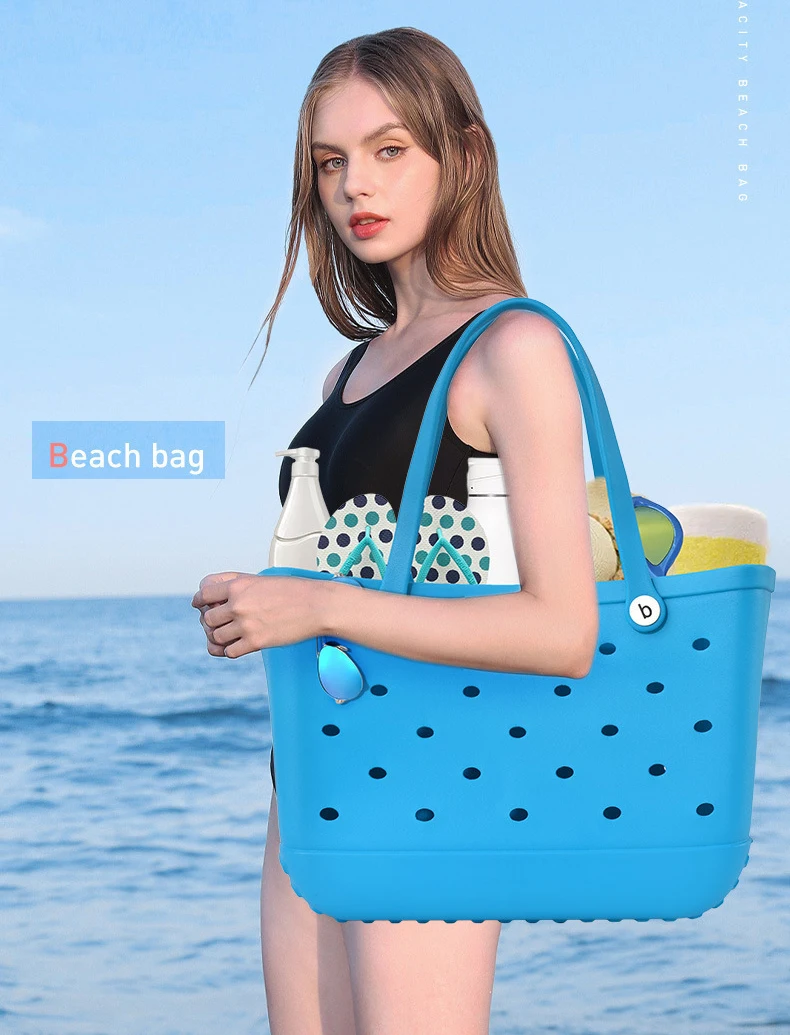 summer Large Capacity EVA Beach hole Bag Waterproof lady tote Bogg handBag For Outdoor travel Groceries Storage Bags