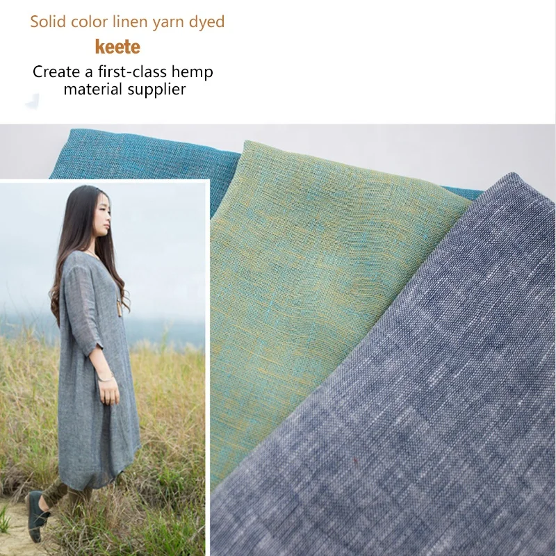 Wholesale pure linen yarn-dyed woven 100 hemp fabric for shirts