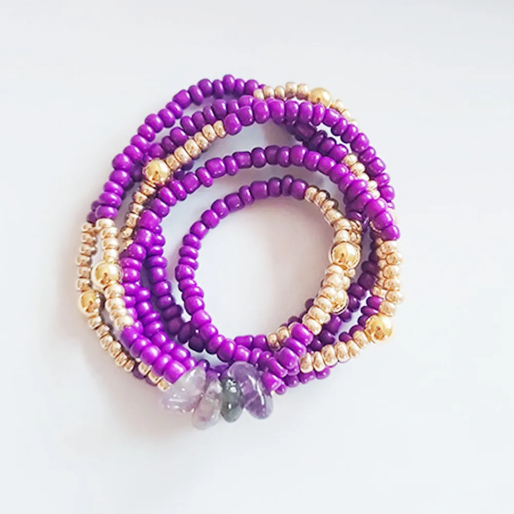 2021 new summer sexy African body chain high quality elastic mixed color waist chain ethnic style colorful waist beads