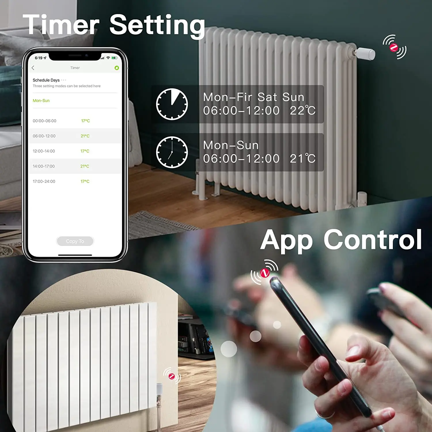 HOPERADS Smart Radiator Thermostat - WiFi Starter Kit V3+ - 2x Smart Radiator Valve, Digital Heating Control Via App