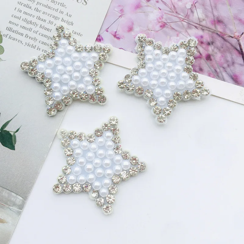 In Stock Multi Styles Heart Patch Diy Handmade Rhinestone Pearl Patches