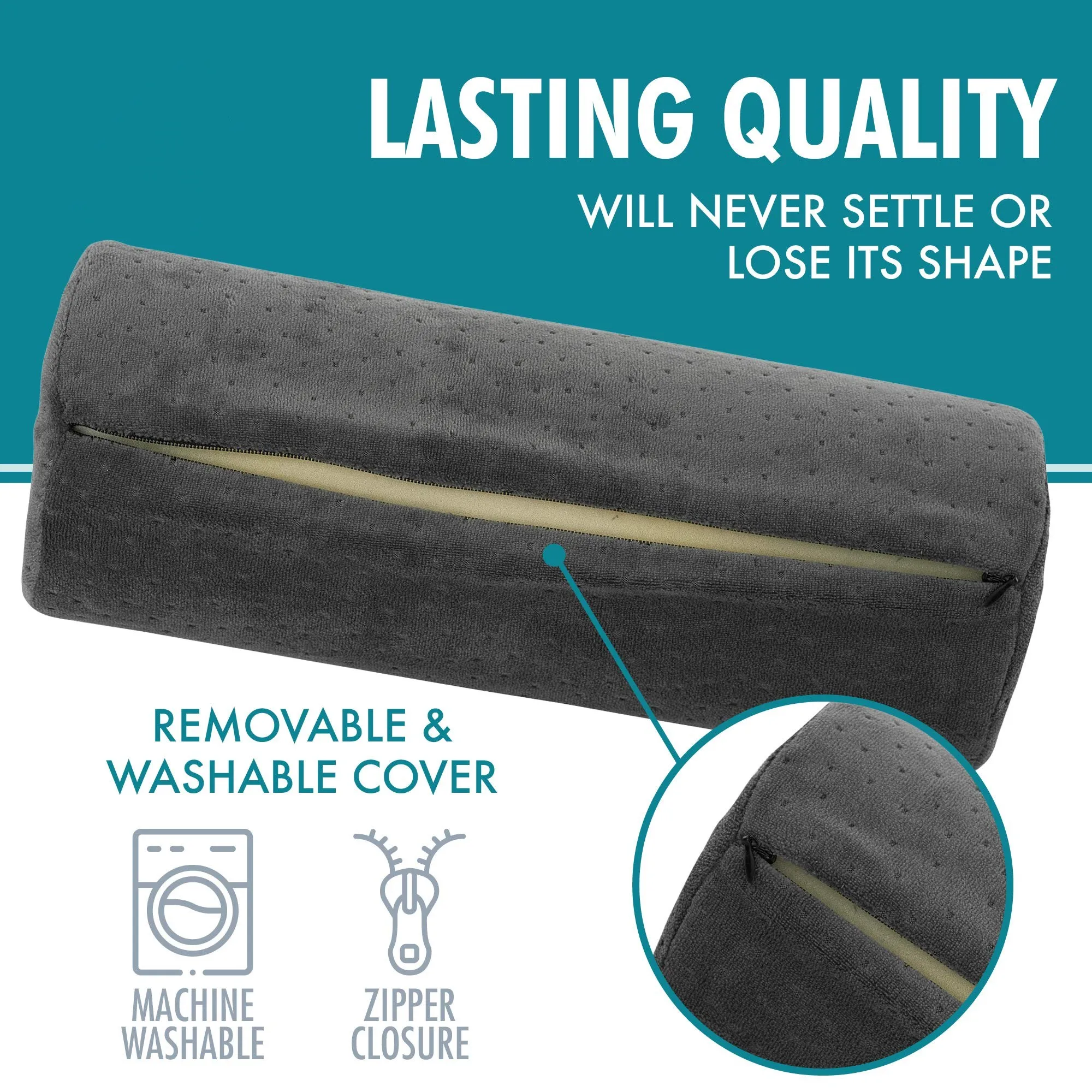 Bamboo Round Cervical Roll Cylinder Bolster Pillow with Removable Washable Cover