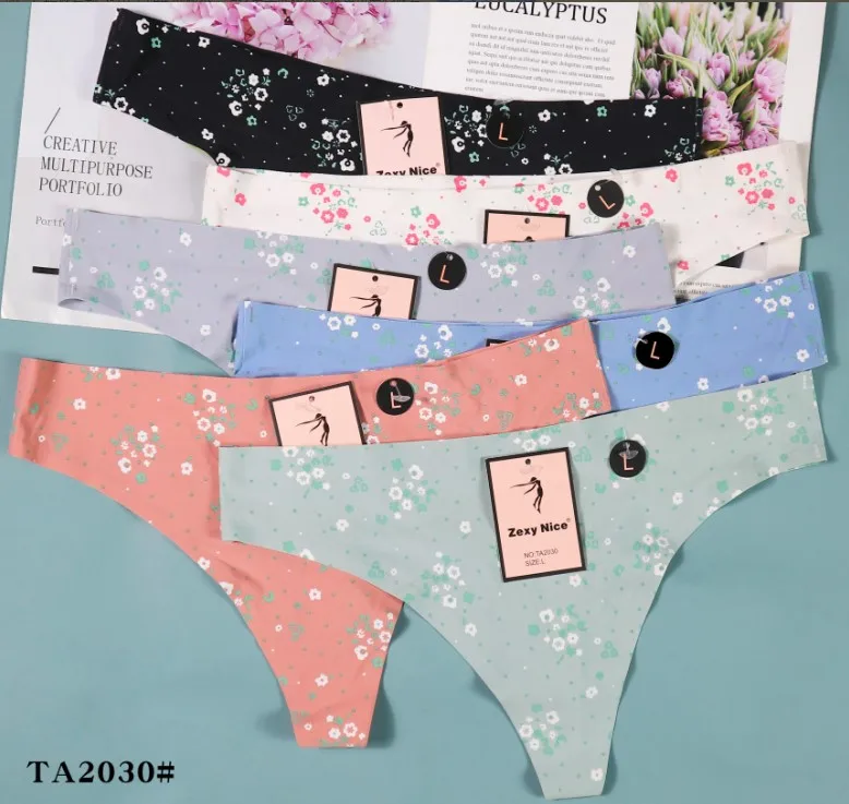 The latest design printed laser cut beautiful youth girls traceless fashion sexy lady thong