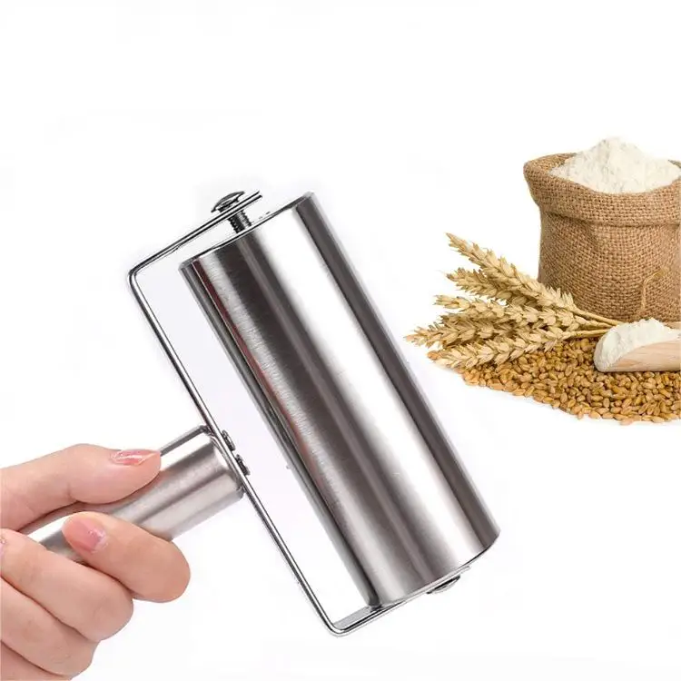 Baking tools Stainless steel rolling pin T-shaped flour stick Wonton skin pizza dough pressing tools from manufacturers