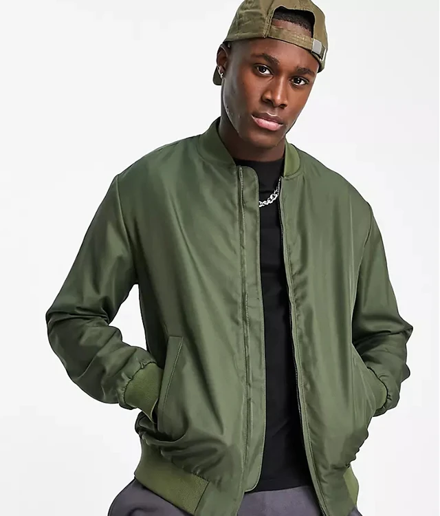 Low-key layering  baseball collar zip fastening side pockets regular fit jacket