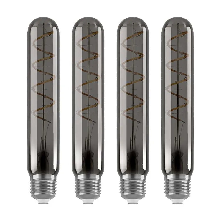 Wholesale Smoked Grey 2W 4W T30  LED Light E26 E27  Glass LED Edison Spiral Filament Bulb for DIY and Pendant Lighting