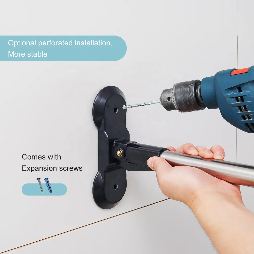 BAOYOUNI No Drilling Metal Bathroom U Shaped Shower Rod Wall Mounted Corner Bath Curtain Rail for Bathtub