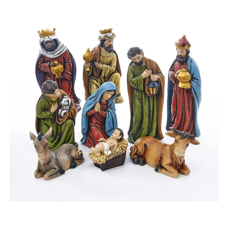 Home Decor Christmas Resin Nativity Scene Figurines Set Christmas Nativity Figurine Ornaments