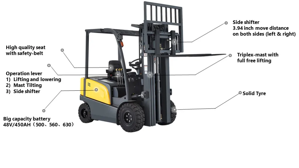 Xilin 2Ton 6000M Heavy Duty Lithium Battery Hydraulic Electric Fork Lift Truck Vehice for Cold Room