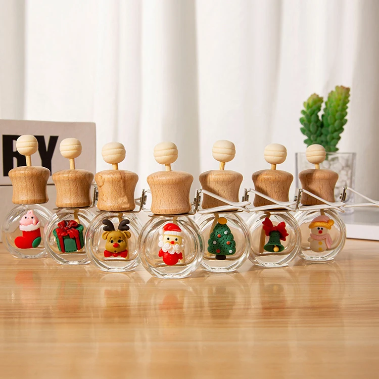 10ml small MOQ air freshener  perfume essential oil bottles Christmas empty glass reed car diffuser bottle with clip