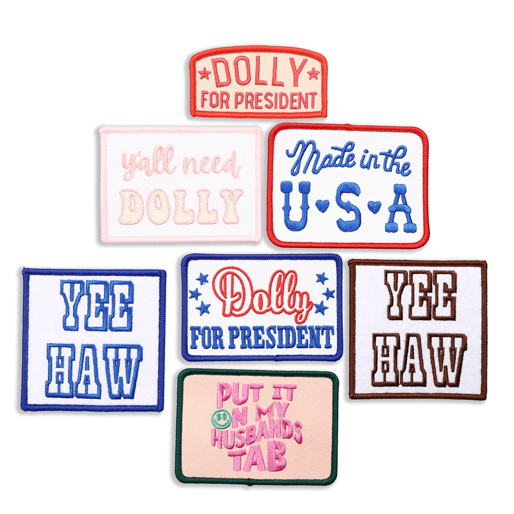 Wholesale Custom Western Dolly Hat Patch Embroidery Iron On USA Flag Embroidered Patches For Hats
