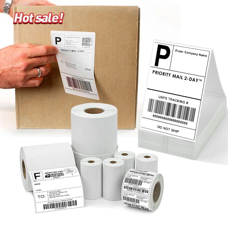 Fan Fold Price Thermal Die Cut Shipping Label 4x6 250 102x192mm Price Compostable Biodegradable Shipping Labels