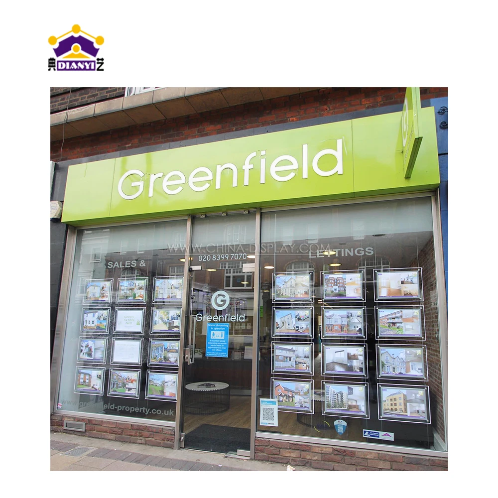 Custom Lights A3 A4 Led Frame Lights Sale Sign Board Hanging Estate Agent Led Window Display Advertising Acrylic Light Box