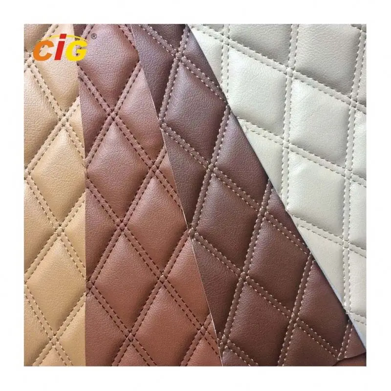 Stitching Embroidery Synthetic PVC Leather for Car Seat/ Furniture/ Cat Mat