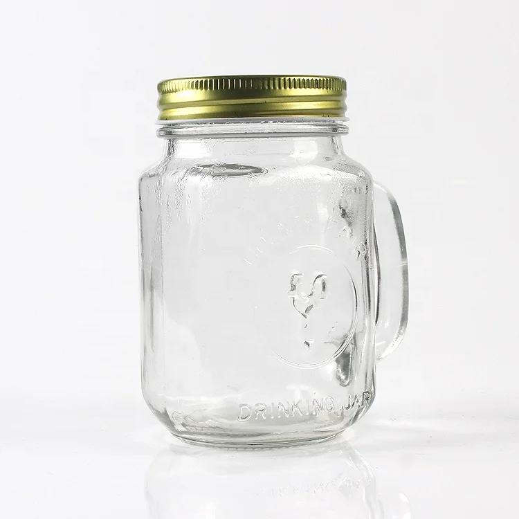 16oz 480ml Glass Mason Jar With Metal Lid With Hole for Straw