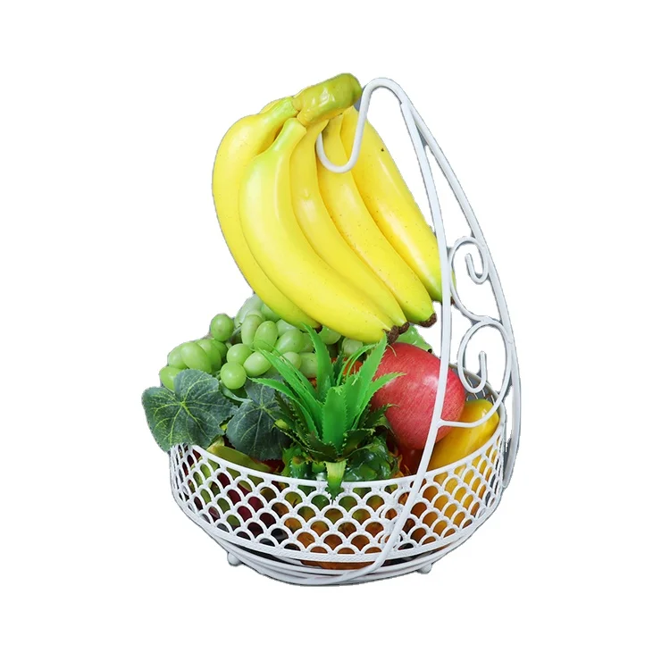 Fruit Basket Holder Vegetable  Basket Organizer with  Banana Hooks for Kitchen Home Office  Guest Room