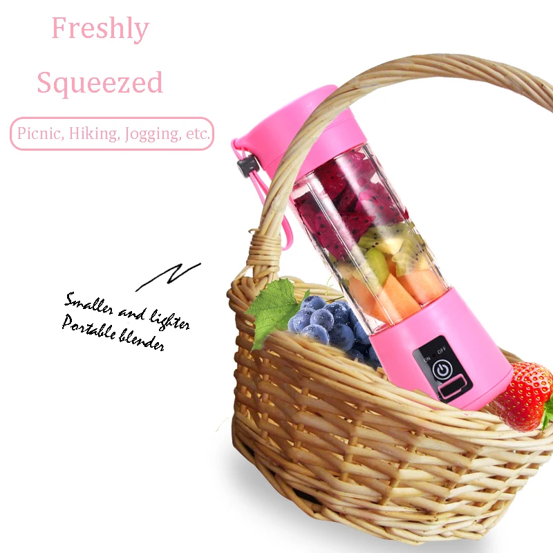 380ml 6 Blades Easy Use Portable blender rechargeable Mini USB electric mixer Smoothie Blender Mixer for kitchen